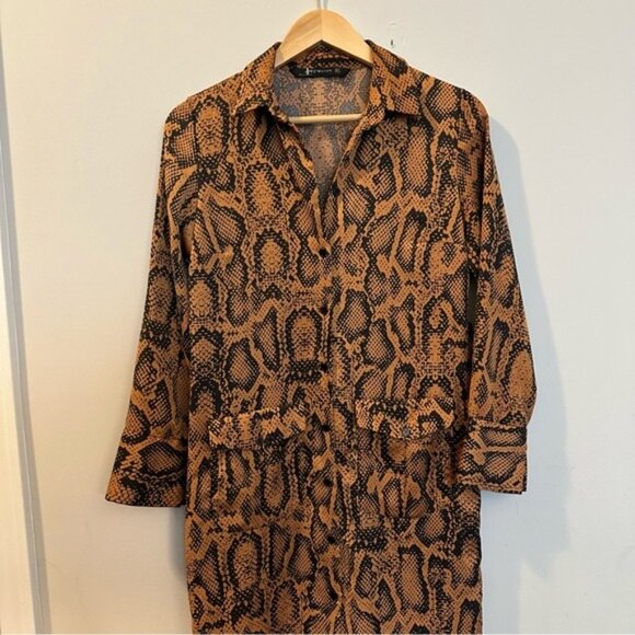 Zara Copper Python Print Midi Dress Size Small - Picture 6 of 10